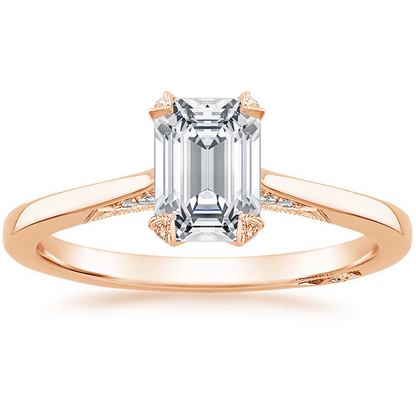 1.25 Emerald Kesim Hidden Halo Tasarım Tektaş Laboratuvar Pırlanta Yüzük - Telara