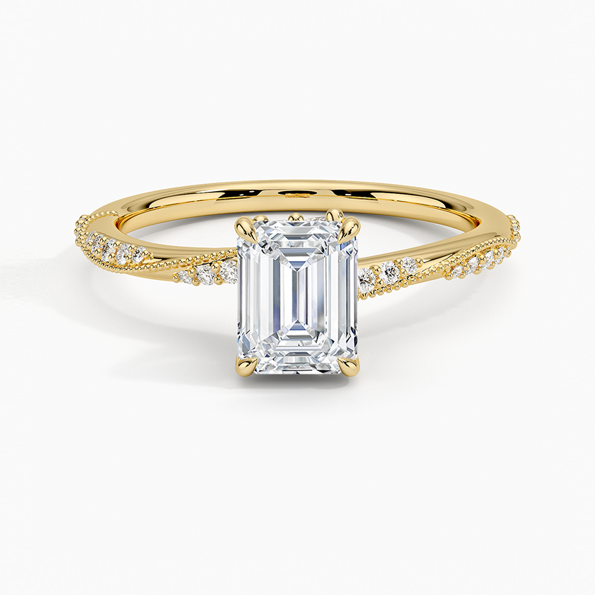 1.25 Karat Emerald Kesim Hidden Halo Tasarım Tektaş Laboratuvar Pırlanta Yüzük 18K  - Melora - Bold Diamonds