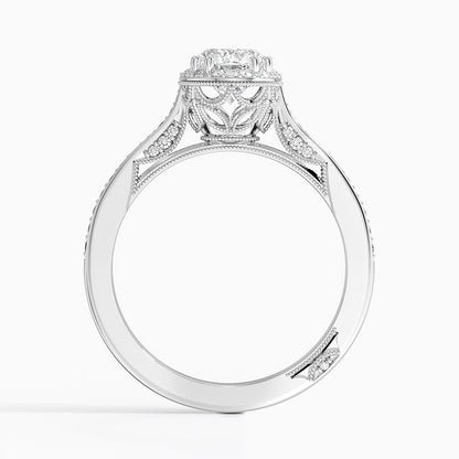 1.50 Oval Kesim Halo Tasarım Tektaş Laboratuvar Pırlanta Yüzük 18K - Tilara