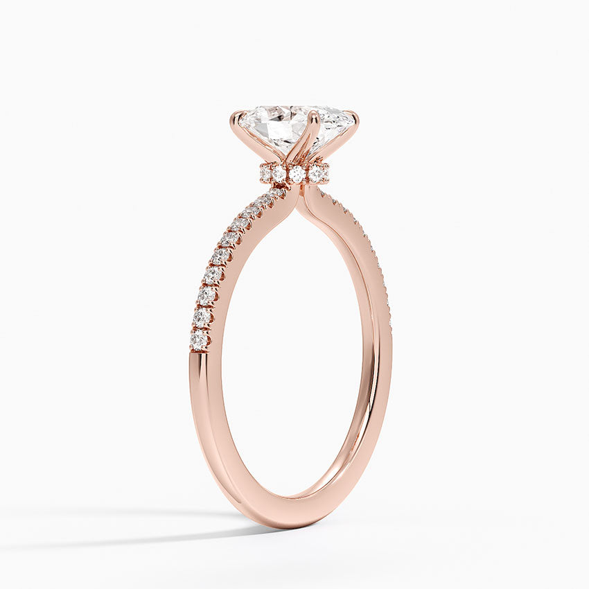 1.25 Karat Oval Kesim Hidden Halo Tasarım Tektaş Laboratuvar Pırlanta Yüzük - Filora - Bold Diamonds