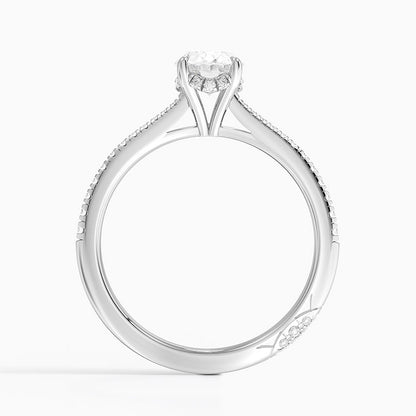 1.25 Karat Oval Hidden Halo Tasarım Tektaş Laboratuvar Pırlanta Yüzük - Milara