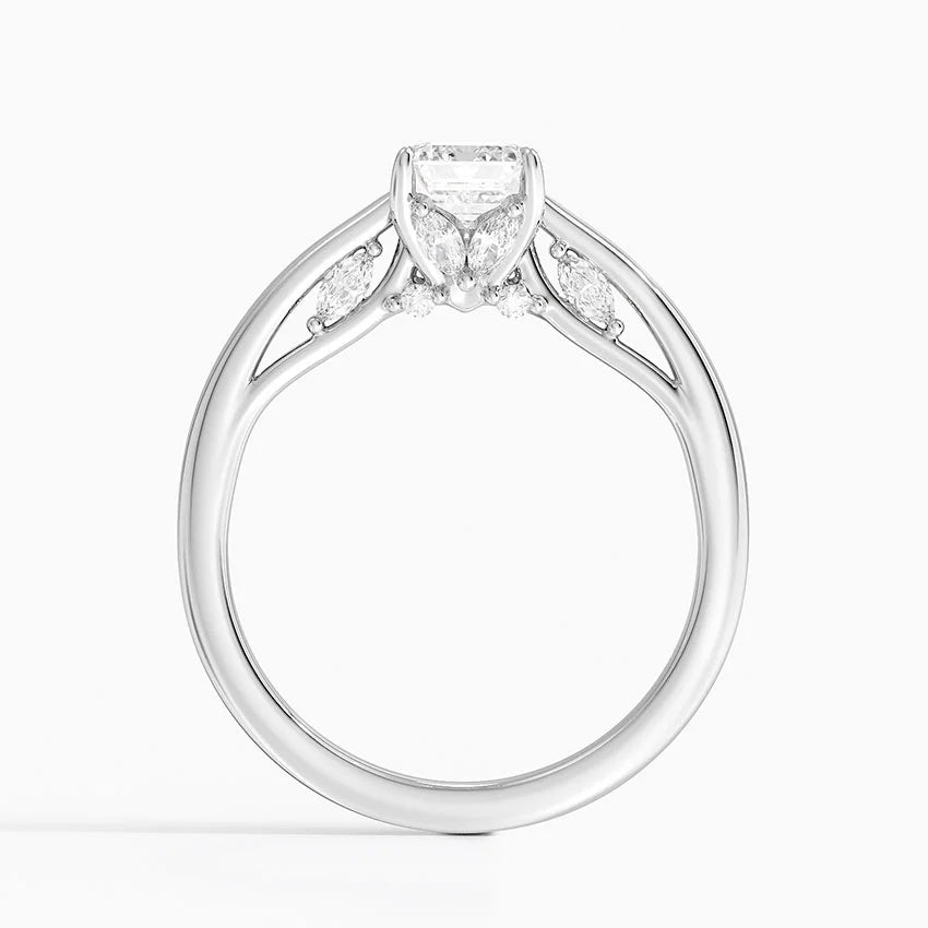 1.30 Karat Emerald Kesim Hidden Halo Tasarım Tektaş Laboratuvar Pırlanta Yüzük - Salzburg