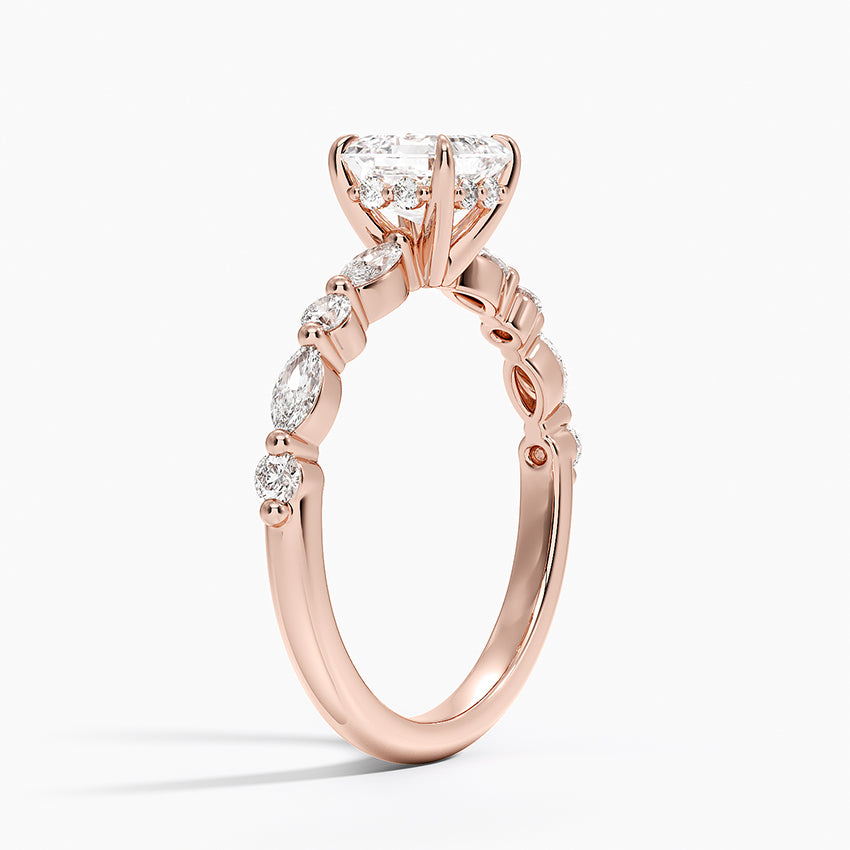 1.50 Karat Asscher Kesim Hidden Halo Tasarım Tektaş Laboratuvar Pırlanta Yüzük - Verona
