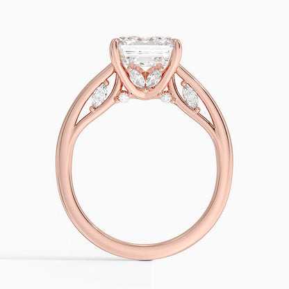 1.30 Asscher Kesim Hidden Halo Tasarım Tektaş Laboratuvar Pırlanta Yüzük - Dalara