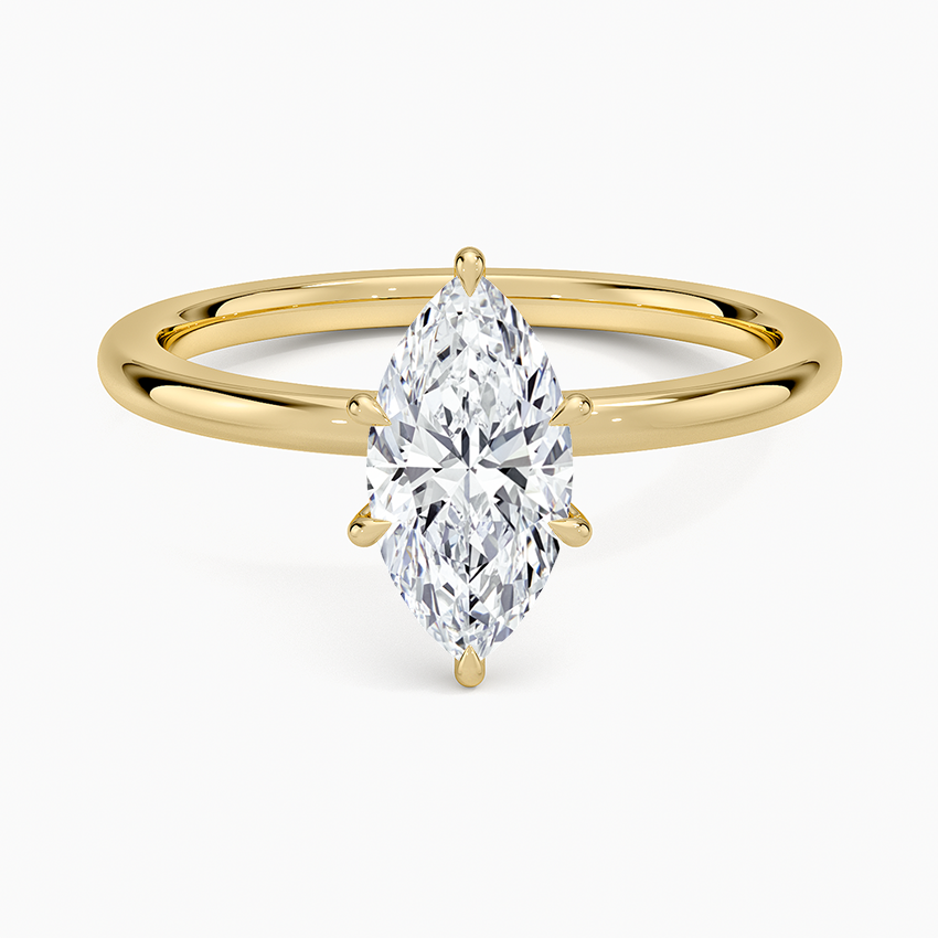 Altı Tırnak 1.15 Karat Marquise Kesim Hidden Halo Tasarım Tektaş Laboratuvar Pırlanta Yüzük - Delora - Bold Diamonds