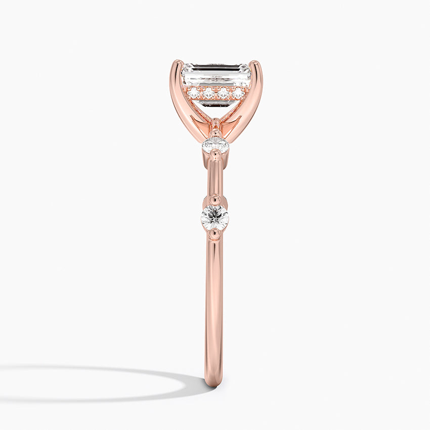 1.20 Karat Emerald Kesim Hidden Halo Tasarım Tektaş Laboratuvar Pırlanta Yüzük  - Nice