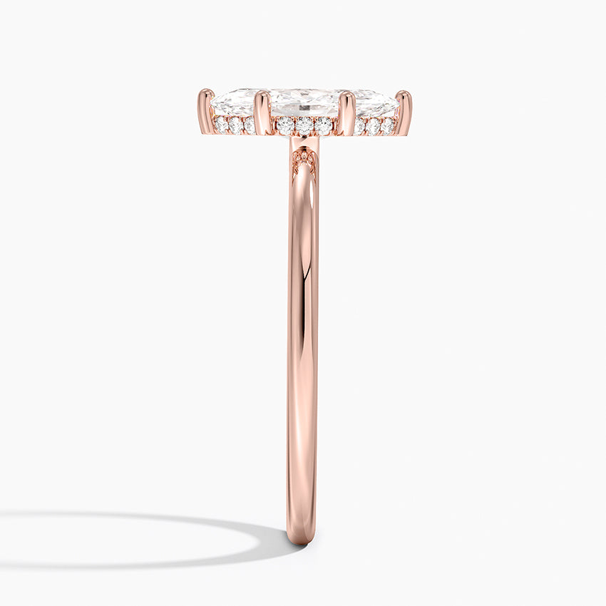 1.10 Marquise Kesim Hidden Halo Tasarım Tektaş Laboratuvar Pırlanta Yüzük - Melara