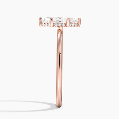 1.10 Marquise Kesim Hidden Halo Tasarım Tektaş Laboratuvar Pırlanta Yüzük - Melara