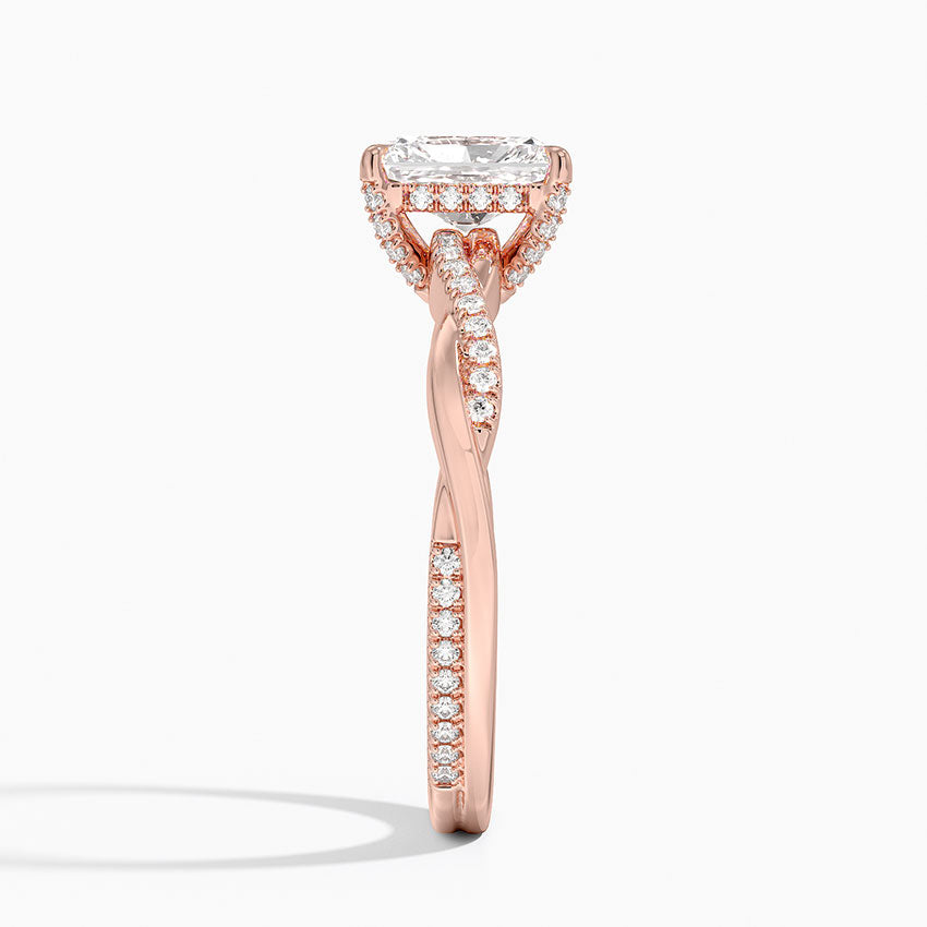 1.25 Karat Radiant Kesim Hidden Halo Tasarım Tektaş Laboratuvar Pırlanta Yüzük  - Riga