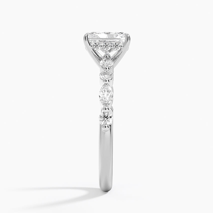 1.50 Karat Radiant Kesim Hidden Halo Tasarım Tektaş Laboratuvar Pırlanta Yüzük - Verona