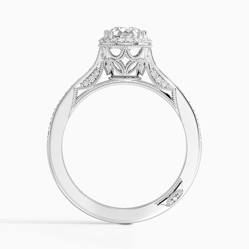 1.50 Damla Kesim Halo Tasarım Tektaş Laboratuvar Pırlanta Yüzük 18K - Tilara