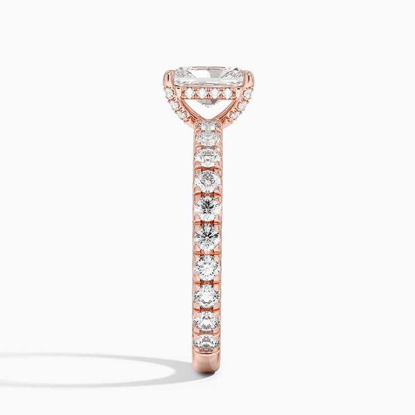 1.75 Karat Radiant Kesim Hidden Halo Tasarım Tektaş Laboratuvar Pırlanta Yüzük 18K  - Selora