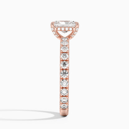 1.75 Karat Radiant Kesim Hidden Halo Tasarım Tektaş Laboratuvar Pırlanta Yüzük 18K  - Selora