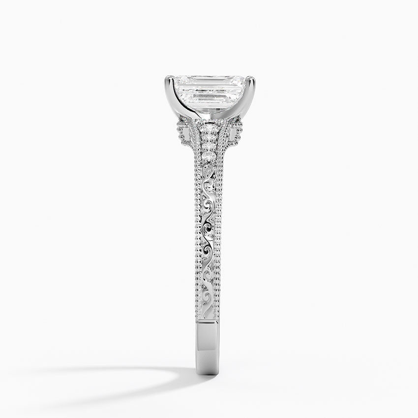 1.15 Karat Emerald Kesim Hidden Halo Tasarım Tektaş Laboratuvar Pırlanta Yüzük - Venice