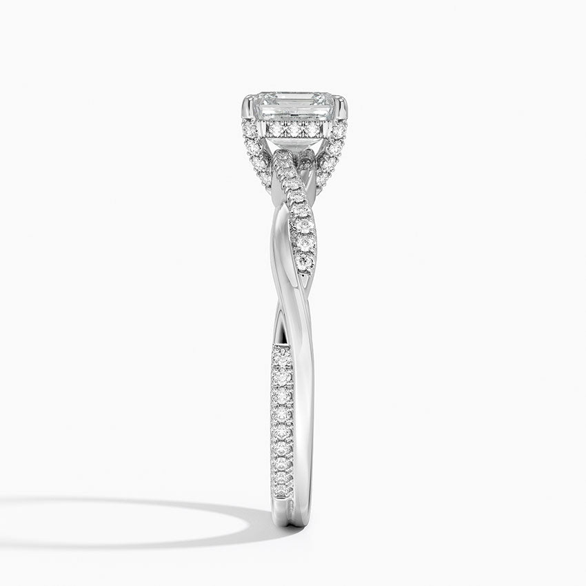 1.25 Karat Asscher Kesim Hidden Halo Tasarım Tektaş Laboratuvar Pırlanta Yüzük  - Riga