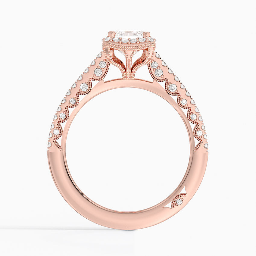 1.50 Karat Emerald Kesim Hidden Halo Tasarım Tektaş Laboratuvar Pırlanta Yüzük - Capri