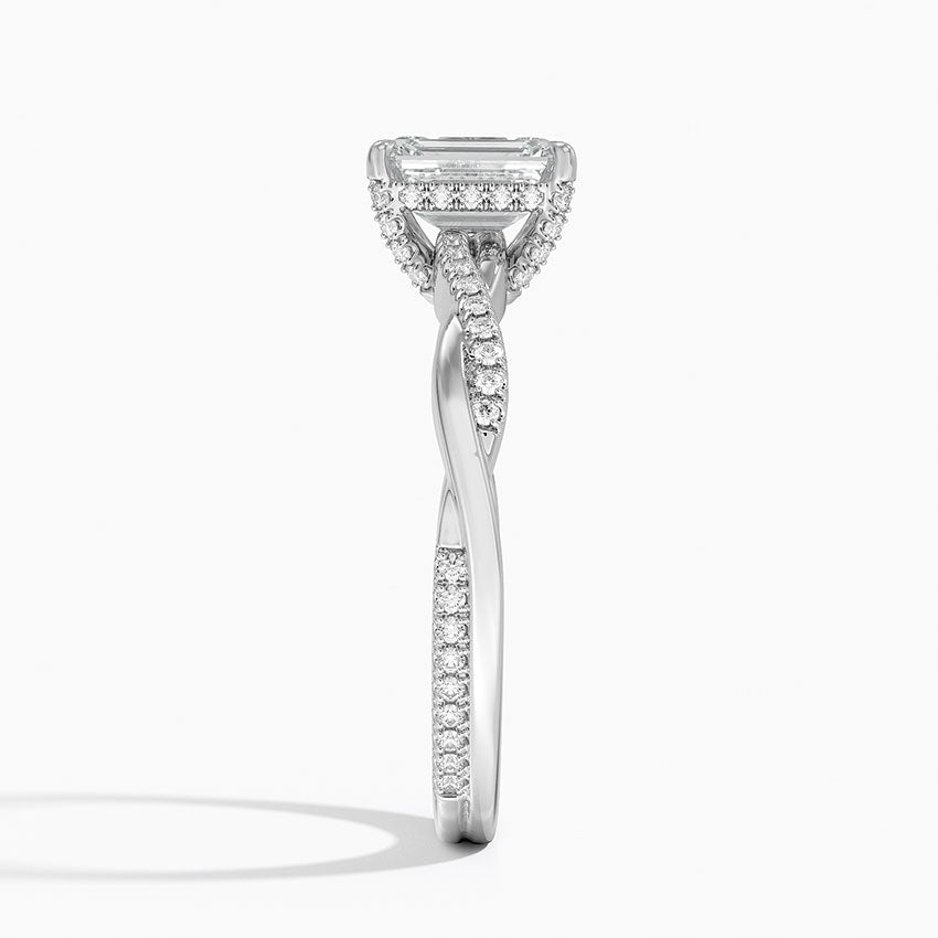 1.25 Karat Emerald Kesim Hidden Halo Tasarım Tektaş Laboratuvar Pırlanta Yüzük  - Riga