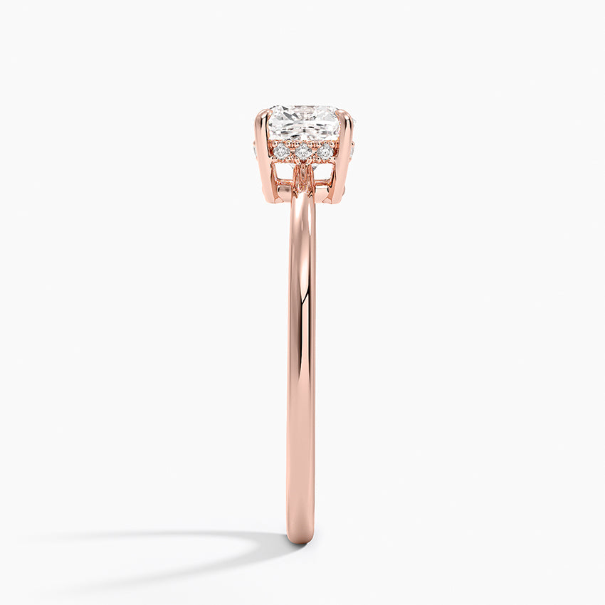 1.10 Cushion Kesim Hidden Halo Tasarım Tektaş Laboratuvar Pırlanta Yüzük - Tilora