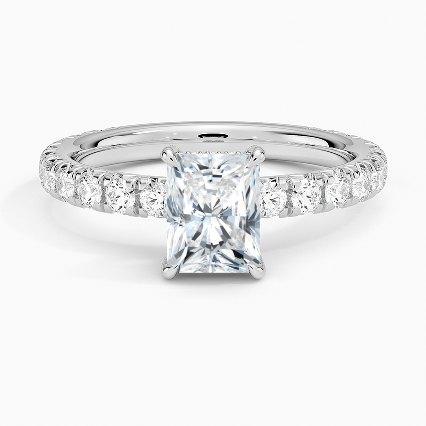 1.75 Karat Radiant Kesim Hidden Halo Tasarım Tektaş Laboratuvar Pırlanta Yüzük 18K  - Selora