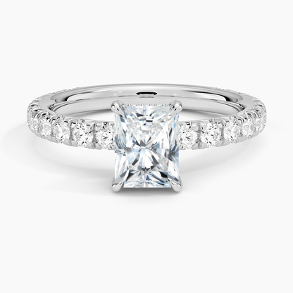 1.75 Karat Radiant Kesim Hidden Halo Tasarım Tektaş Laboratuvar Pırlanta Yüzük 18K  - Selora