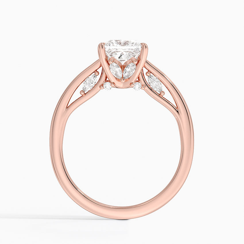 1.30 Karat Princess Kesim Hidden Halo Tasarım Tektaş Laboratuvar Pırlanta Yüzük - Salzburg