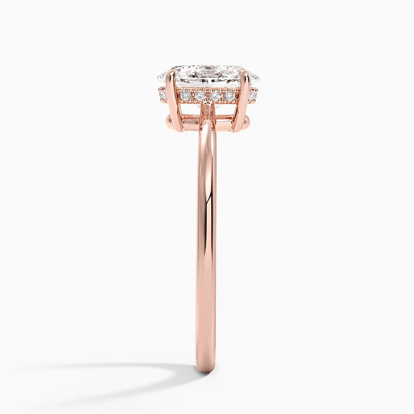 1.10 Oval Kesim Hidden Halo Tasarım Tektaş Laboratuvar Pırlanta Yüzük - Tilora