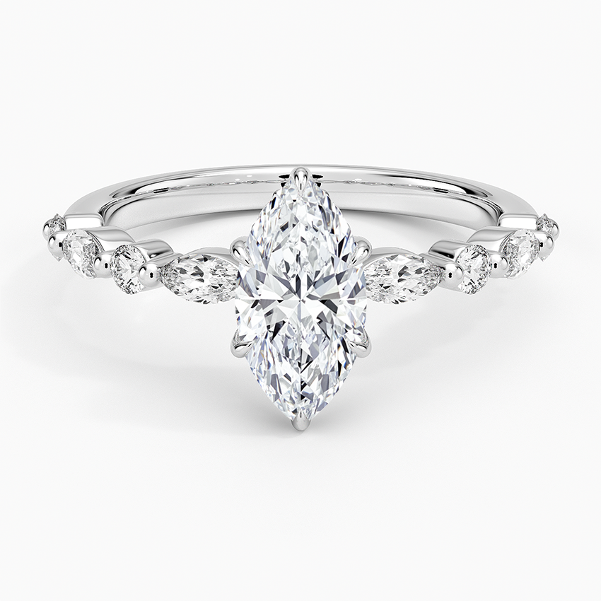 1.50 Karat Marqiuse Kesim Hidden Halo Tasarım Tektaş Laboratuvar Pırlanta Yüzük - Calora - Bold Diamonds
