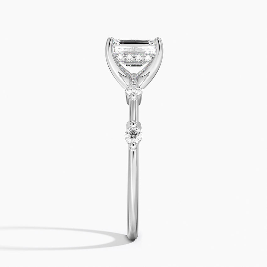 1.20 Karat Emerald Kesim Hidden Halo Tasarım Tektaş Laboratuvar Pırlanta Yüzük  - Nice