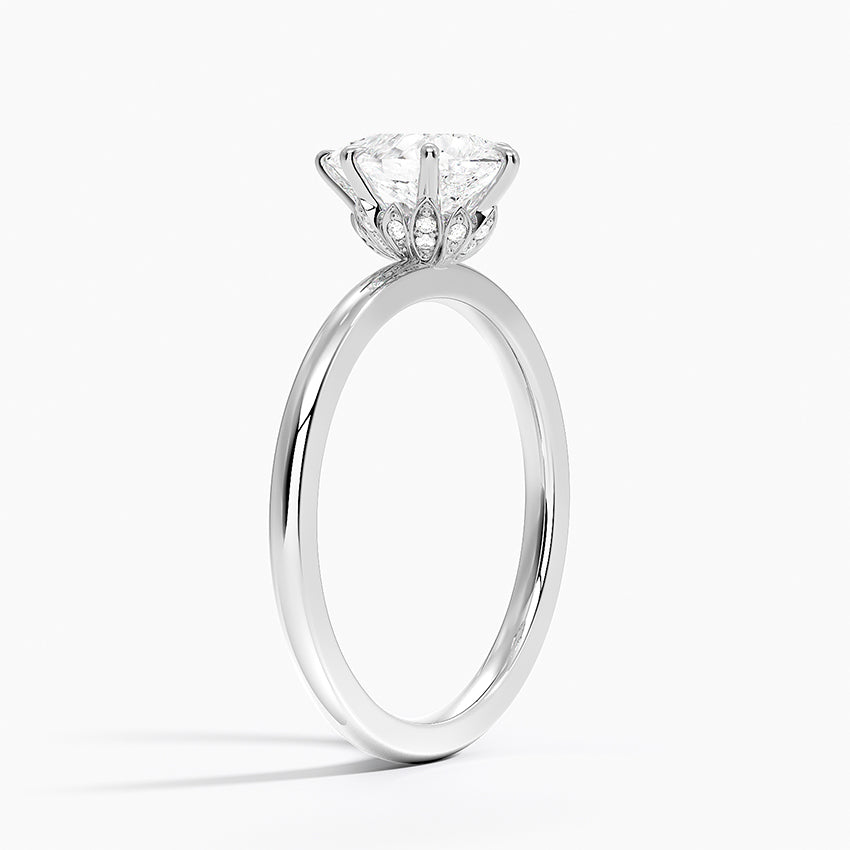 Altı Tırnak 1.15 Karat Damla Kesim Hidden Halo Tasarım Tektaş Laboratuvar Pırlanta Yüzük 18K - Delora - Bold Diamonds
