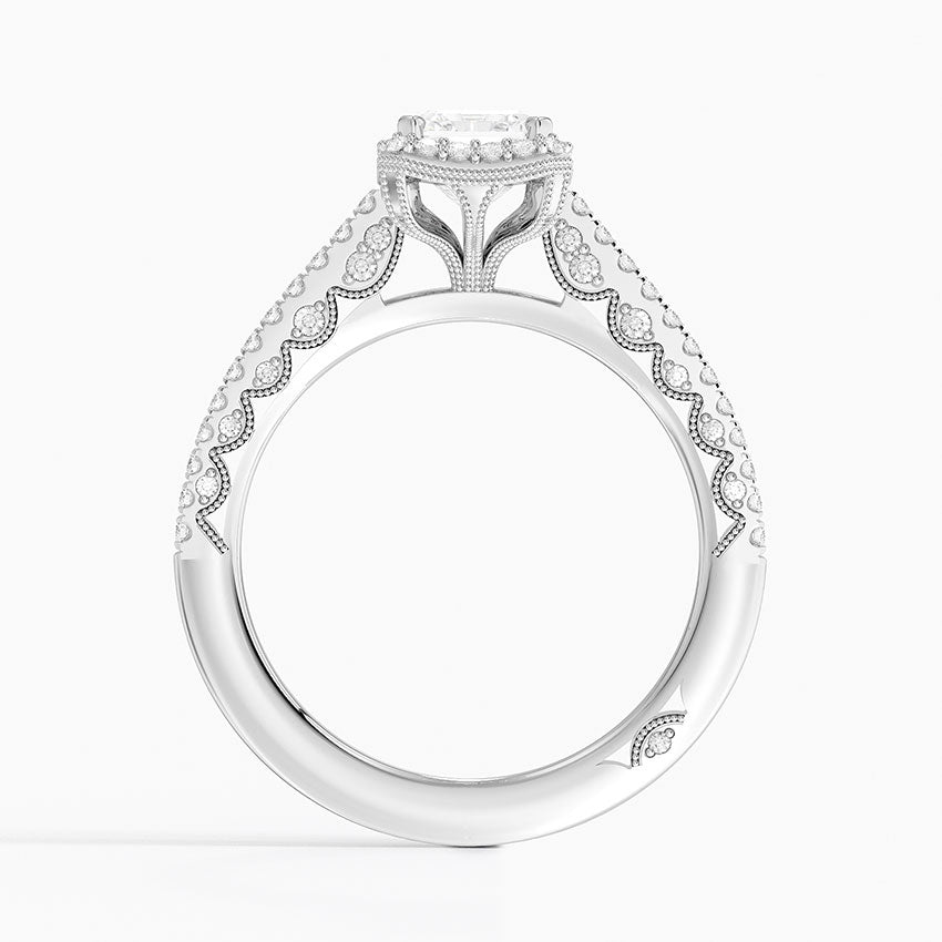 1.50 Karat Emerald Kesim Hidden Halo Tasarım Tektaş Laboratuvar Pırlanta Yüzük - Capri
