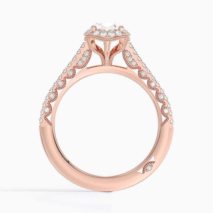 1.50 Oval Kesim Hidden Halo Tasarım Tektaş Laboratuvar Pırlanta Yüzük - Gilara