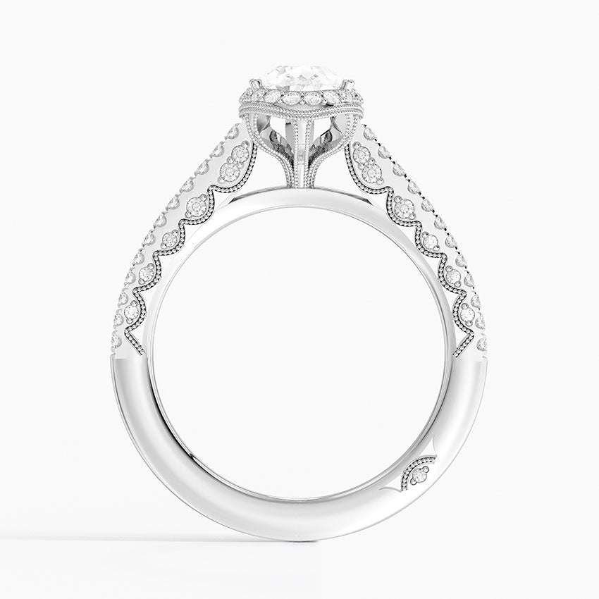 1.50 Damla Kesim Hidden Halo Tasarım Tektaş Laboratuvar Pırlanta Yüzük - Gilara