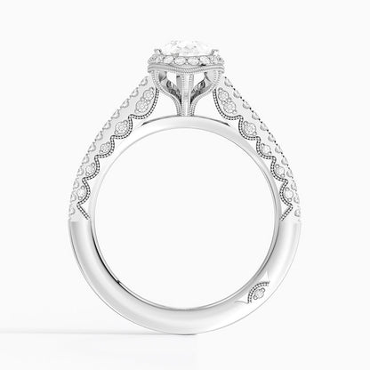 1.50 Damla Kesim Hidden Halo Tasarım Tektaş Laboratuvar Pırlanta Yüzük - Gilara