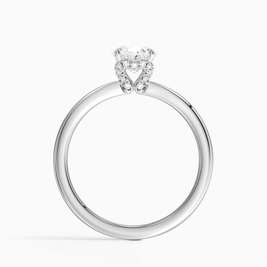 1.15 Oval Kesim Hidden Halo Tasarım Tektaş Laboratuvar Pırlanta Yüzük - Vilora