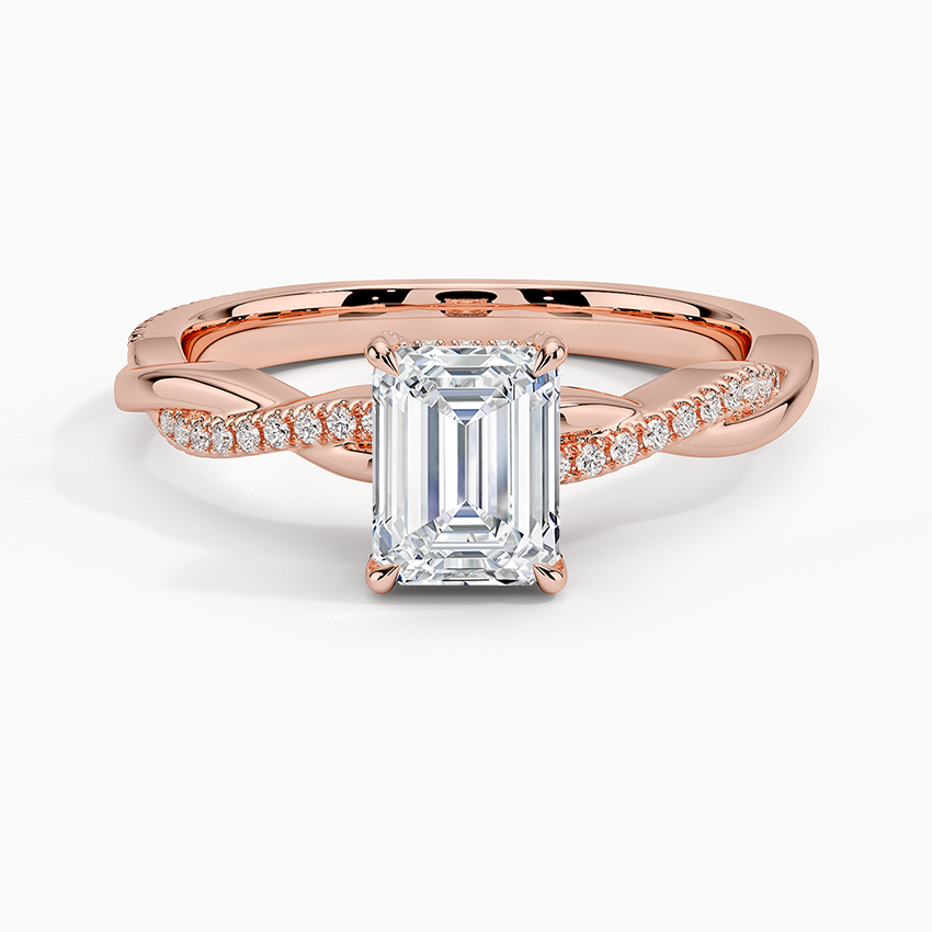 1.25 Karat Emerald Kesim Hidden Halo Tasarım Tektaş Laboratuvar Pırlanta Yüzük  - Riga