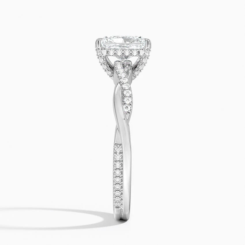 1.25 Karat Radiant Kesim Hidden Halo Tasarım Tektaş Laboratuvar Pırlanta Yüzük  - Riga