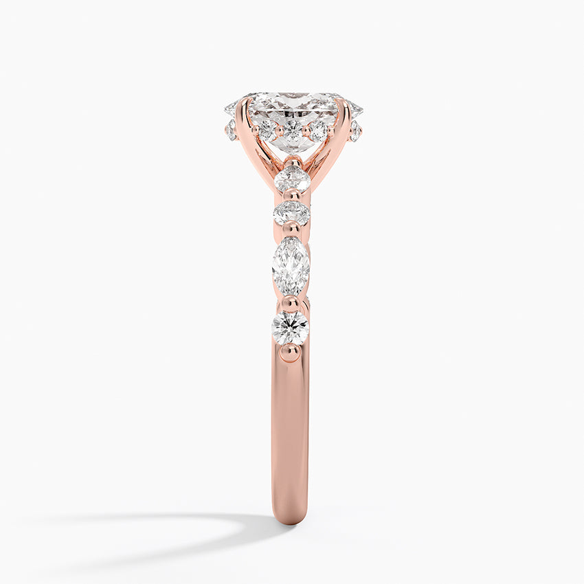 1.50 Karat Oval Kesim Hidden Halo Tasarım Tektaş Laboratuvar Pırlanta Yüzük - Verona