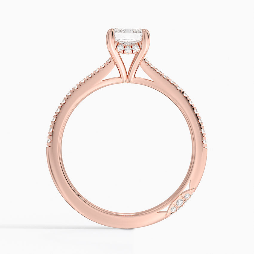 1.25 Karat Emerald Hidden Halo Tasarım Tektaş Laboratuvar Pırlanta Yüzük - Milara