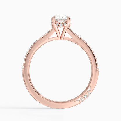 1.25 Karat Oval Hidden Halo Tasarım Tektaş Laboratuvar Pırlanta Yüzük - Milara
