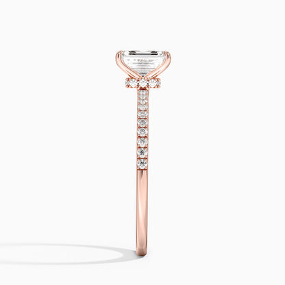 1.25 Emerald Kesim Hidden Halo Tasarım Tektaş Laboratuvar Pırlanta Yüzük 18K - Filora