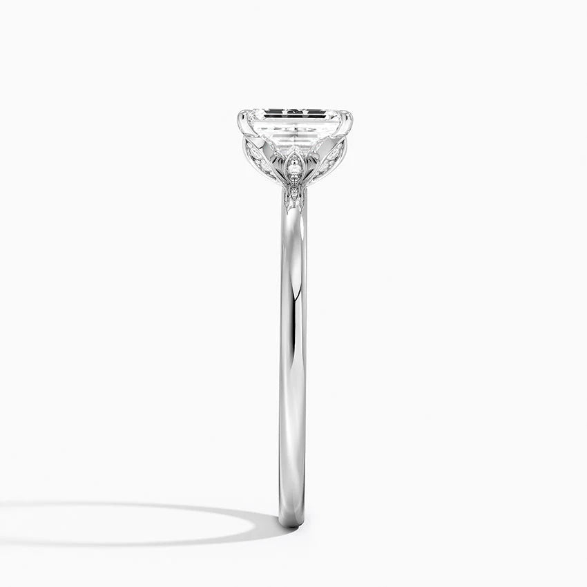 1.15 Karat Emerald Kesim Hidden Halo Tasarım Tektaş Laboratuvar Pırlanta Yüzük - Oslo