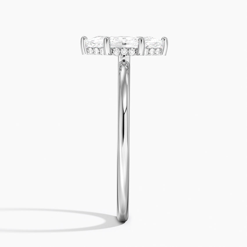 1.10 Marquise Kesim Hidden Halo Tasarım Tektaş Laboratuvar Pırlanta Yüzük - Melara