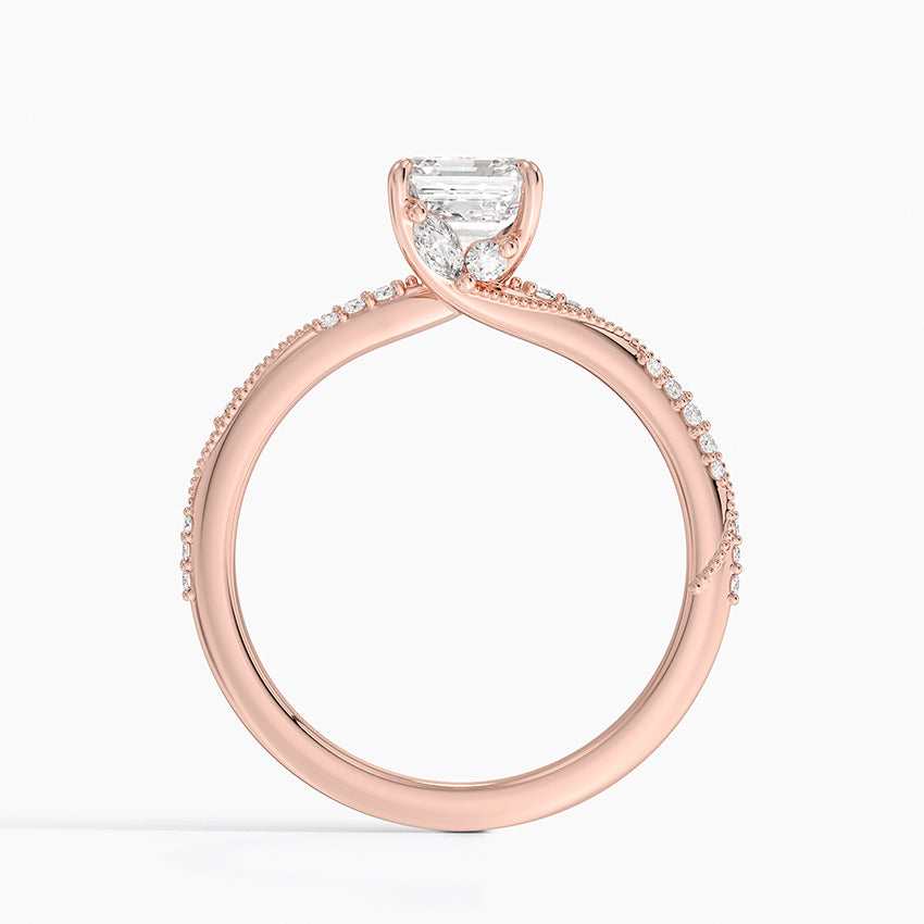 1.25 Karat Asscher Kesim Hidden Halo Tasarım Tektaş Laboratuvar Pırlanta Yüzük 18K  - Melora - Bold Diamonds