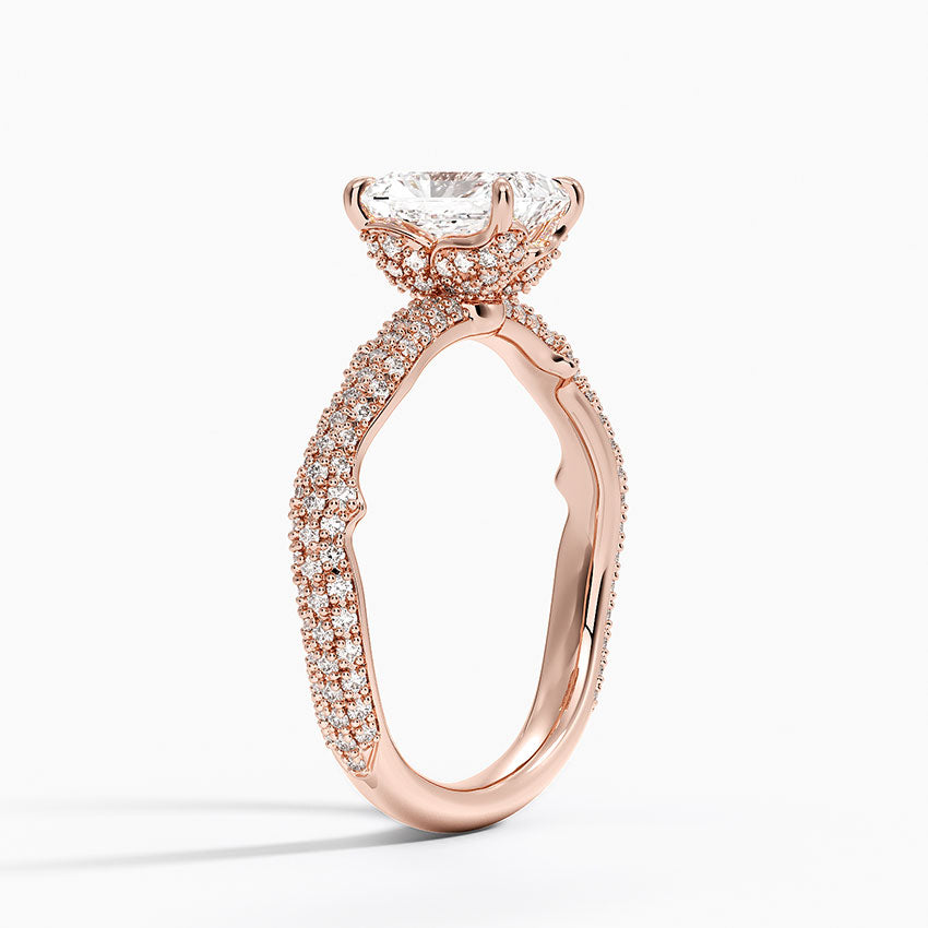1.75 Karat Radiant Kesim Hidden Halo Tasarım Tektaş Laboratuvar Pırlanta Yüzük - Sorrento