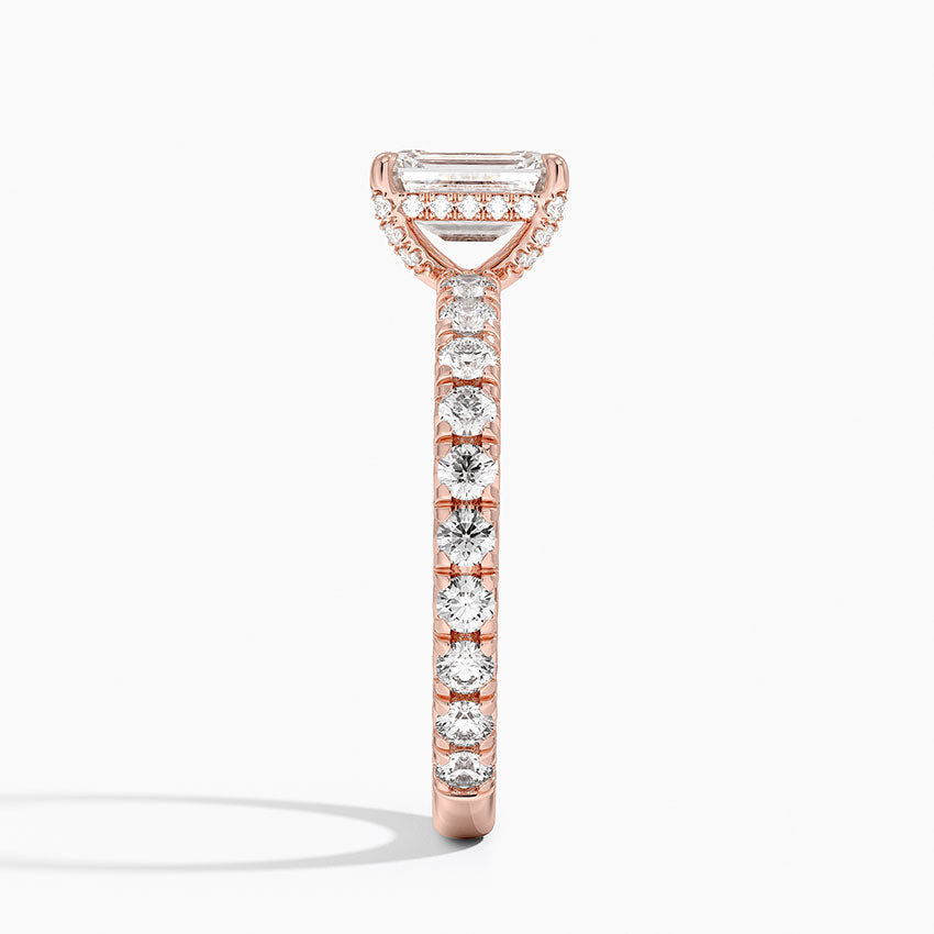 1.75 Karat Emerald Kesim Hidden Halo Tasarım Tektaş Laboratuvar Pırlanta Yüzük 18K  - Selora
