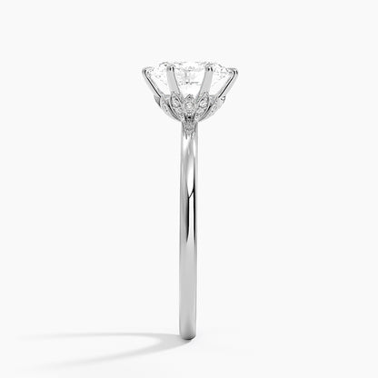 Altı Tırnak 1.15 Oval Kesim Hidden Halo Tasarım Tektaş Laboratuvar Pırlanta Yüzük 18K - Delora