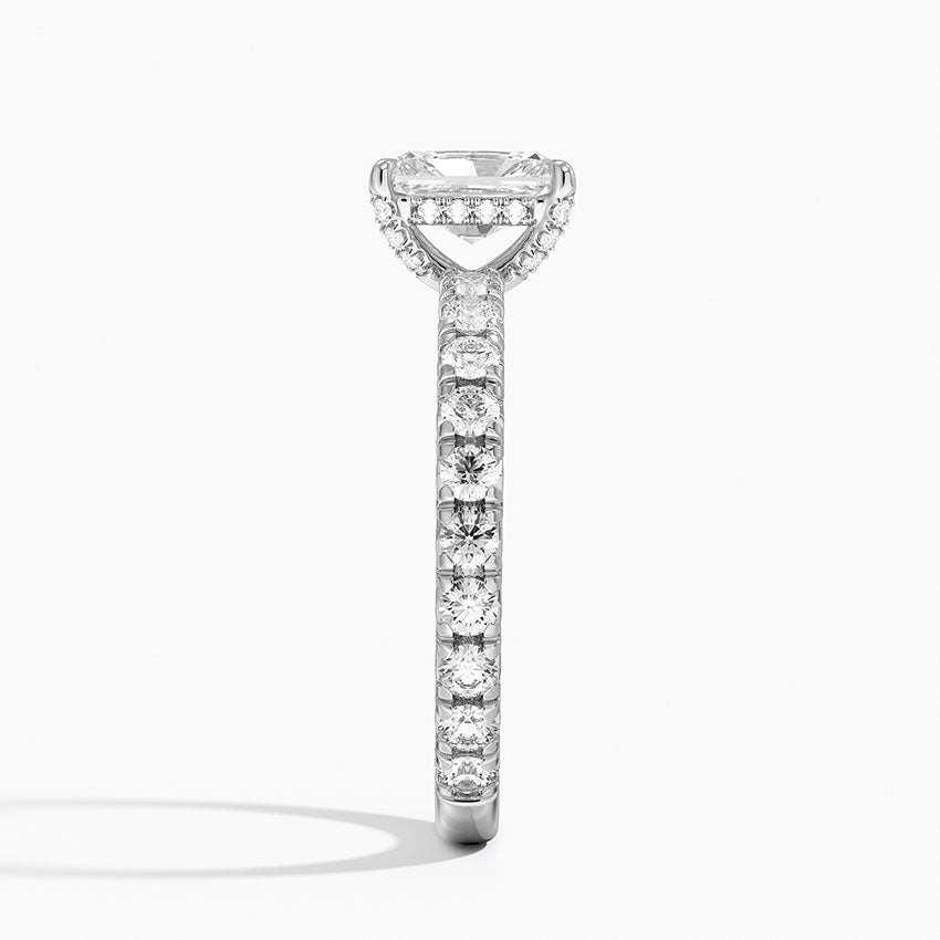 1.75 Karat Radiant Kesim Hidden Halo Tasarım Tektaş Laboratuvar Pırlanta Yüzük 18K  - Selora