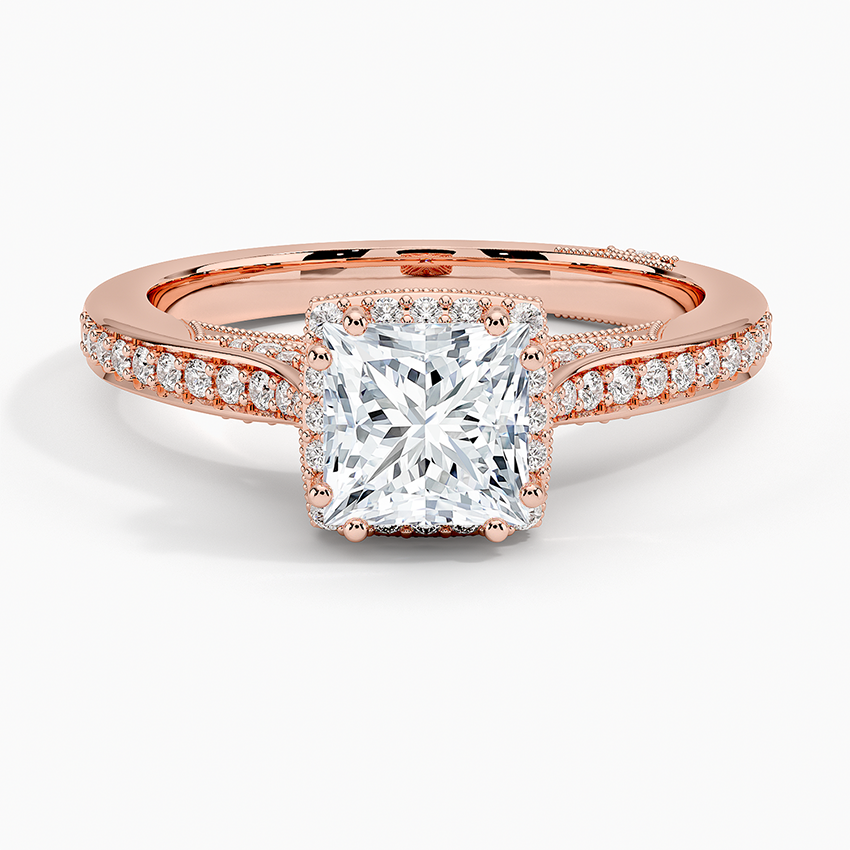 1.50 Prenses Kesim Halo Tasarım Tektaş Laboratuvar Pırlanta Yüzük 18K - Tilara