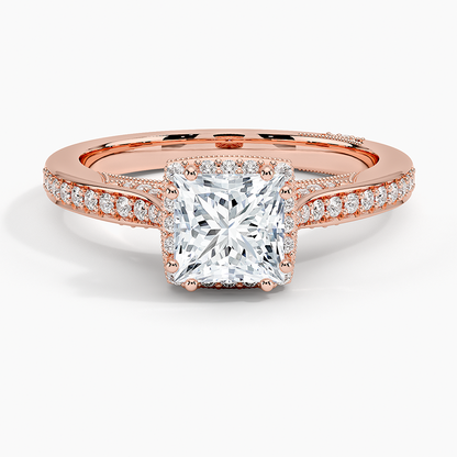 1.50 Prenses Kesim Halo Tasarım Tektaş Laboratuvar Pırlanta Yüzük 18K - Tilara