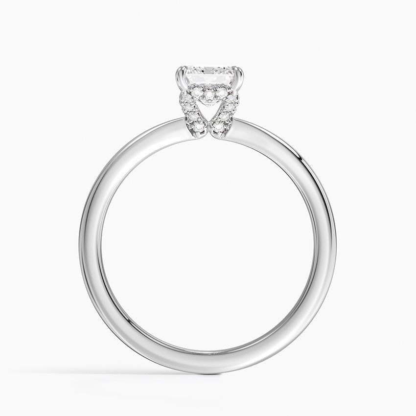 1.15 Emerald Kesim Hidden Halo Tasarım Tektaş Laboratuvar Pırlanta Yüzük - Vilora